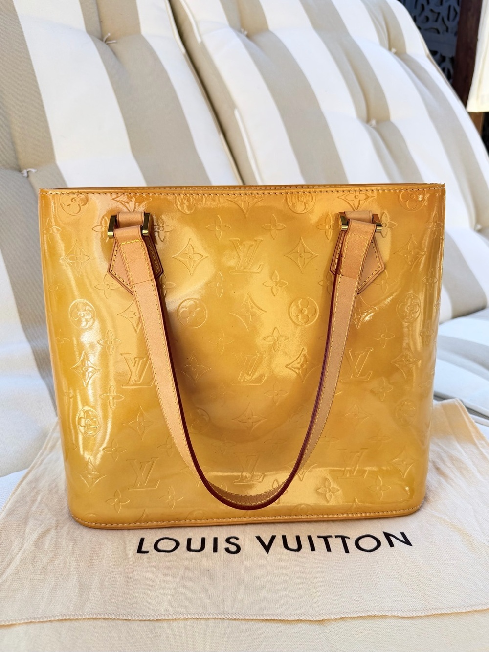 Louis Vuitton Vernis Houston Tote Bag Monogram Vernis Yellow Patent Leather